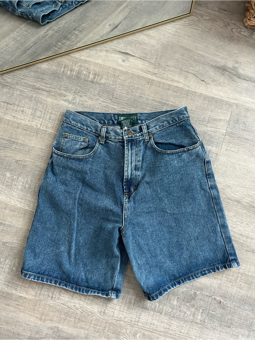 VINTAGE American Eagle High Waisted Denim Shorts Jorts Blue Medium Wash 90s 10